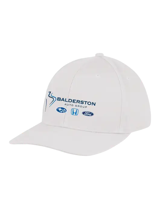Premium Modern Structured Twill White Snapback Cap w/Balderston Auto Group Logo