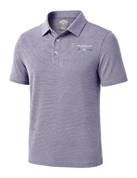 Callaway Navy Fine Line Stripe Polo w/Balderston Auto Group Logo