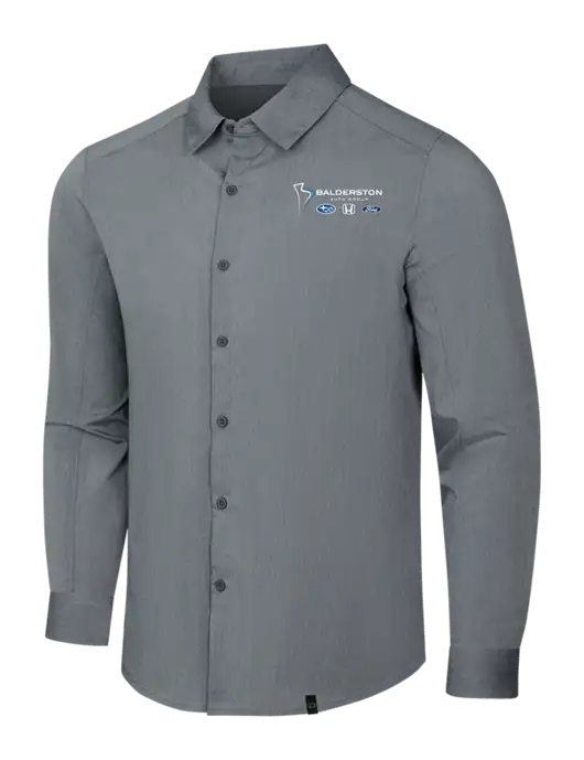 OGIO Medium Grey Heather Commuter Woven Shirt w/Balderston Auto Group Logo