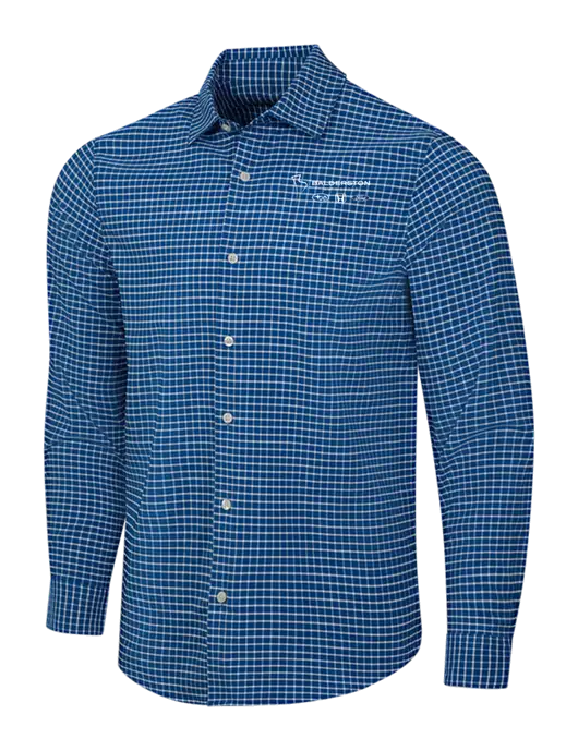 Navy/White City Stretch Shirt w/Balderston Auto Group Logo