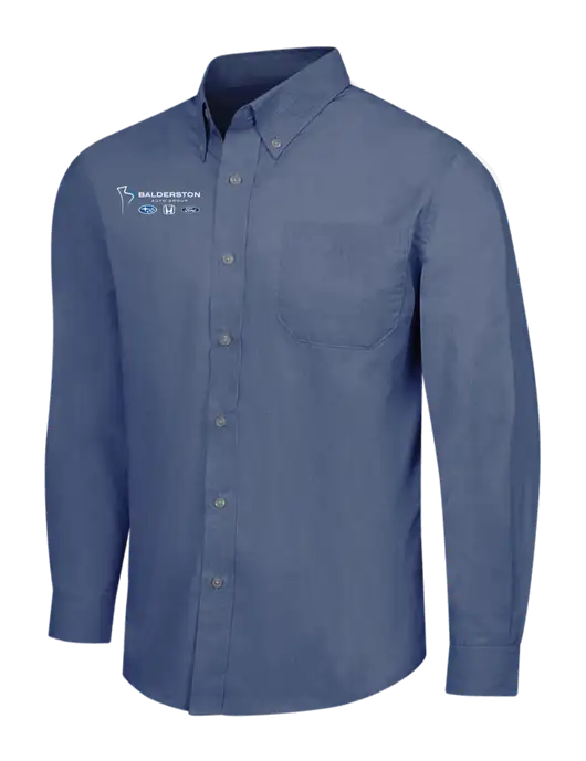 Light Navy Crosshatch Easy Care Shirt w/Balderston Auto Group Logo