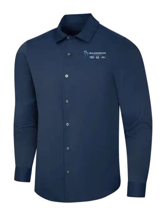 Navy City Stretch Shirt w/Balderston Auto Group Logo