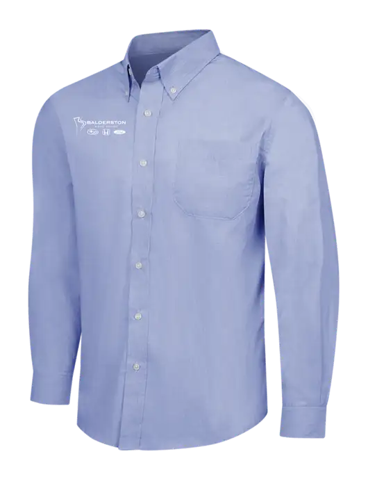 Light Slate Blue Crosshatch Easy Care Shirt w/Balderston Auto Group Logo