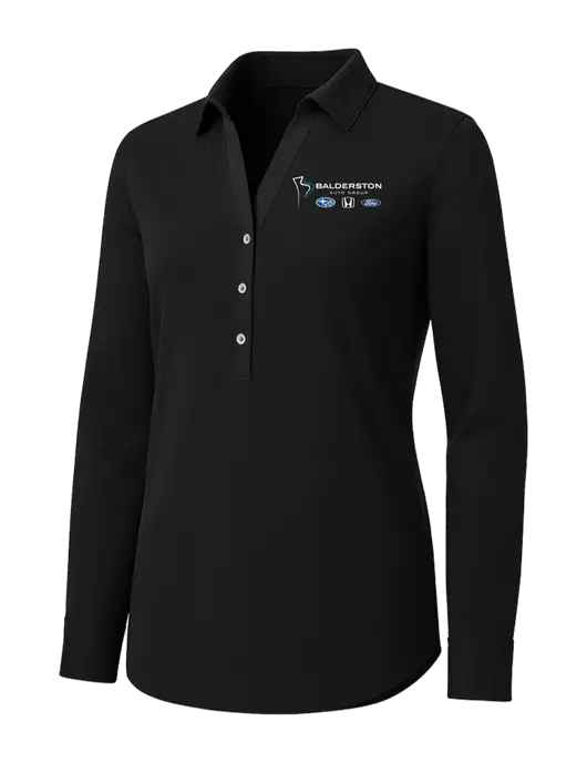Womens Black City Stretch Shirt w/Balderston Auto Group Logo