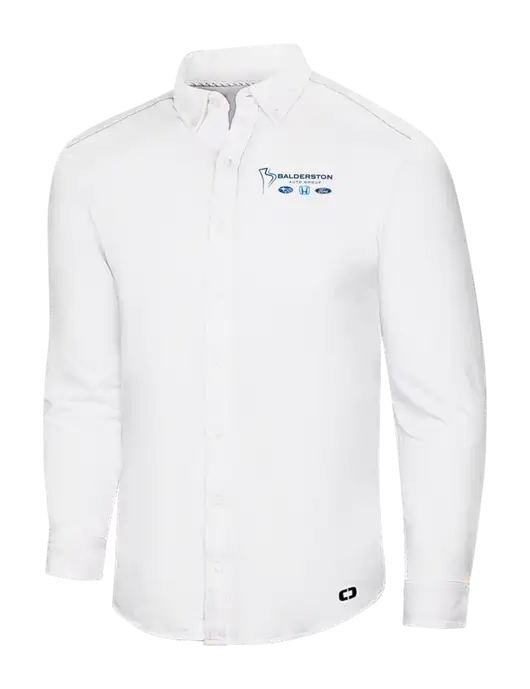 OGIO Bright White Modern Code Stretch Button-Up Shirt w/Balderston Auto Group Logo