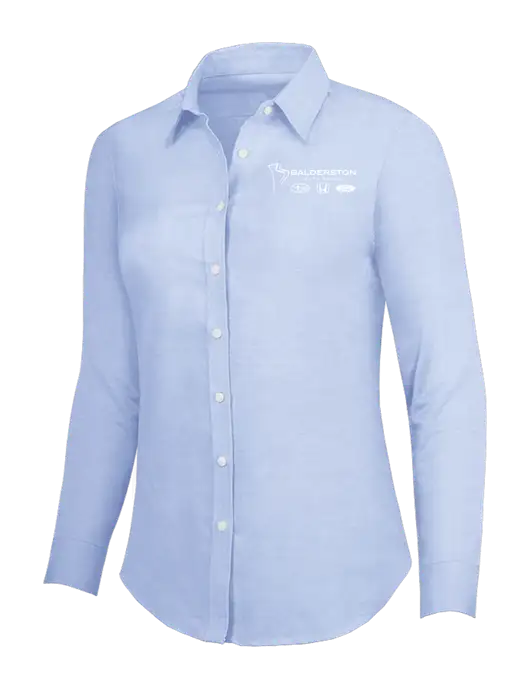Light Blue Womens SuperPro Oxford Shirt w/Balderston Auto Group Logo