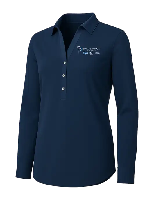 Womens Navy City Stretch Shirt w/Balderston Auto Group Logo