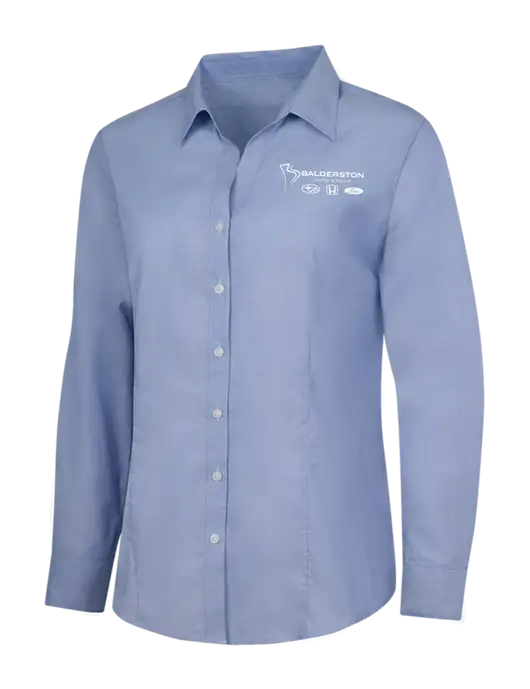 Light Slate Blue Womens Crosshatch Easy Care Shirt w/Balderston Auto Group Logo