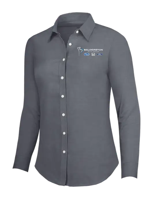 Dark Grey Womens SuperPro Oxford Shirt w/Balderston Auto Group Logo