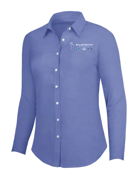 Navy Womens SuperPro Oxford Shirt w/Balderston Auto Group Logo