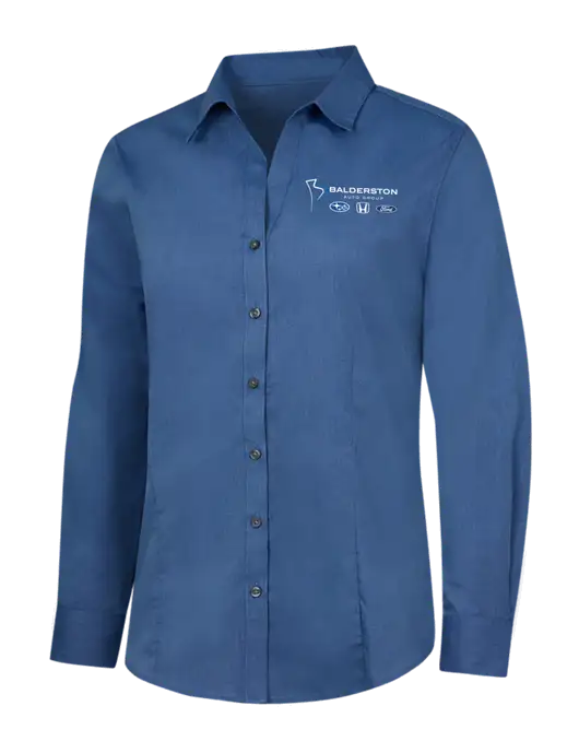 Light Navy Womens Crosshatch Easy Care Shirt w/Balderston Auto Group Logo
