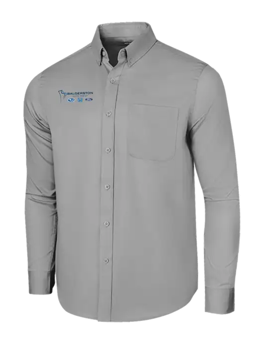 Long Sleeve Light Grey Superpro React Twill Shirt w/Balderston Auto Group Logo