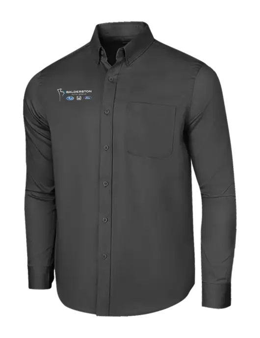 Long Sleeve Dark Grey Superpro React Twill Shirt w/Balderston Auto Group Logo