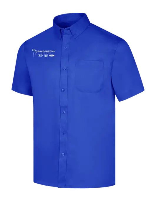 Short Sleeve Dark Royal Superpro React Twill Shirt w/Balderston Auto Group Logo