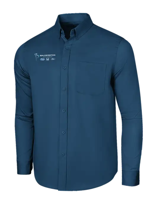 Long Sleeve Light Navy Superpro React Twill Shirt w/Balderston Auto Group Logo