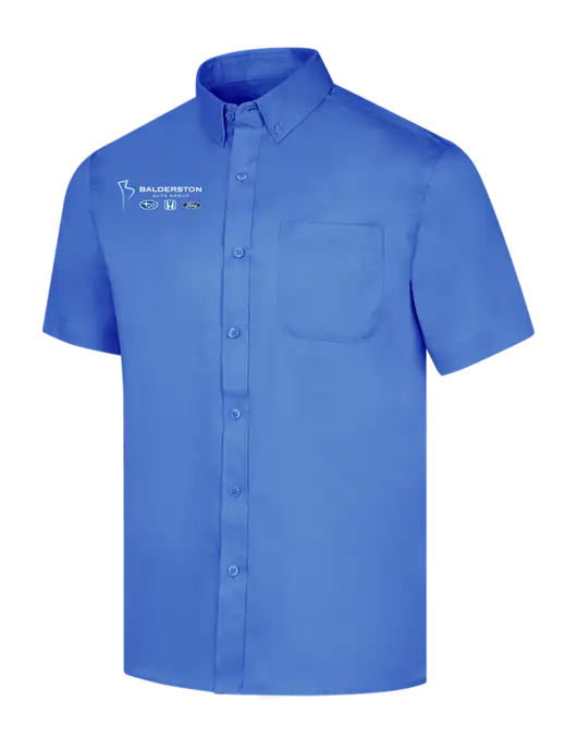 Short Sleeve Dark Carolina Blue Superpro React Twill Shirt w/Balderston Auto Group Logo
