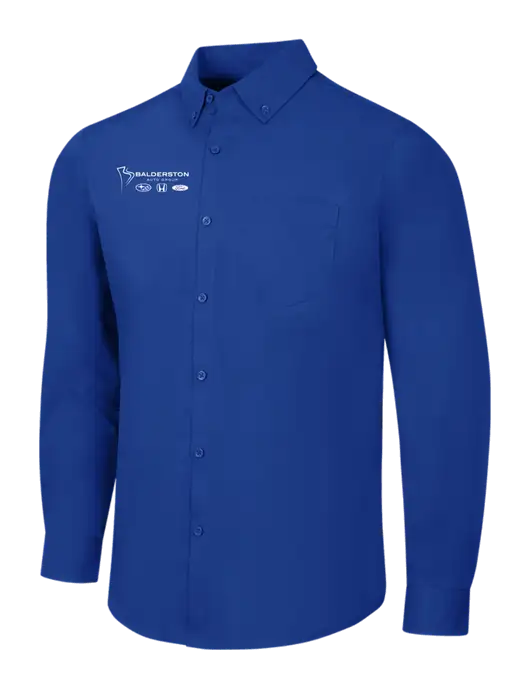 Dark Royal Long Sleeve Carefree Poplin Shirt w/Balderston Auto Group Logo