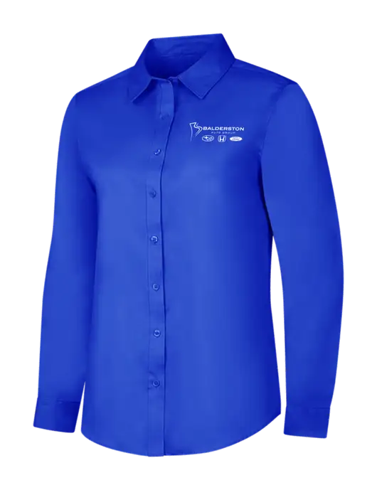 Womens Long Sleeve Dark Royal Superpro React Twill Shirt w/Balderston Auto Group Logo