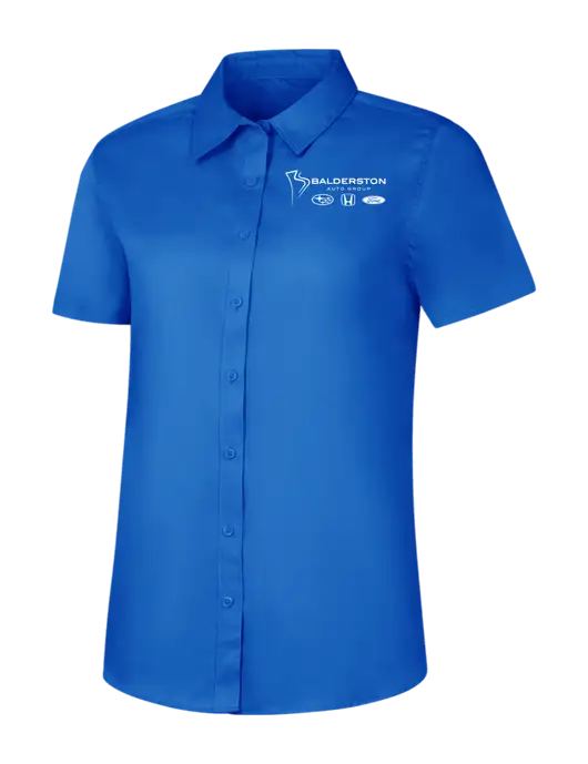 Womens Short Sleeve Royal Blue Superpro React Twill Shirt w/Balderston Auto Group Logo