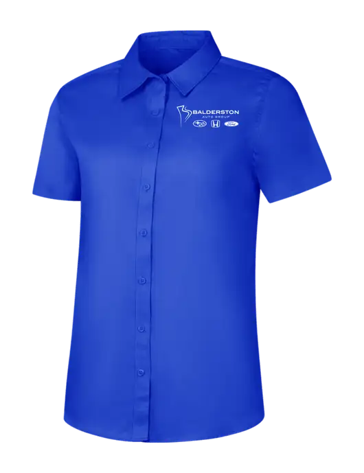 Womens Short Sleeve Dark Royal Superpro React Twill Shirt w/Balderston Auto Group Logo