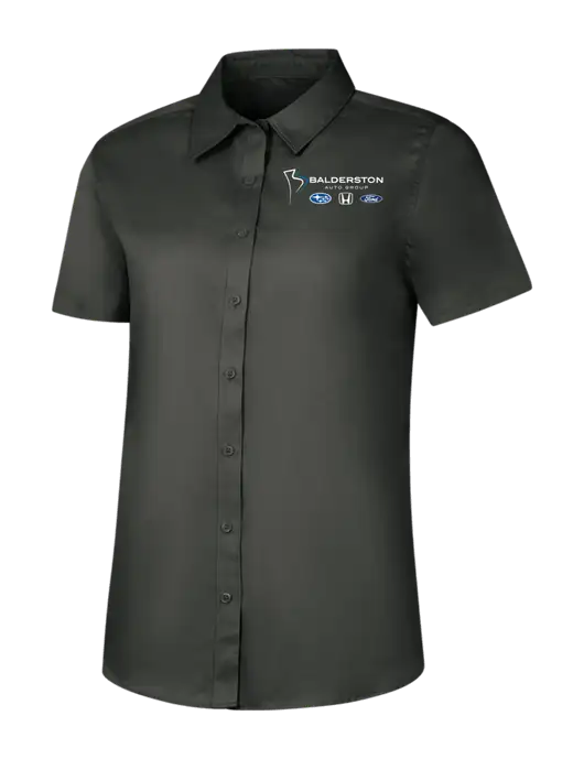 Womens Dark Grey Short Sleeve Superpro React Twill Shirt w/Balderston Auto Group Logo