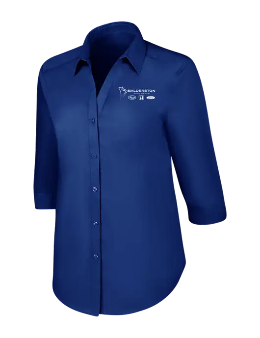 Womens Royal 3/4 Sleeve Carefree Poplin Shirt w/Balderston Auto Group Logo