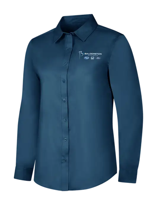 Light Navy Womens Long Sleeve Superpro React Twill Shirt w/Balderston Auto Group Logo