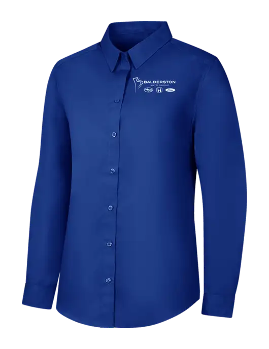 Womens Royal Long Sleeve Carefree Poplin Shirt w/Balderston Auto Group Logo