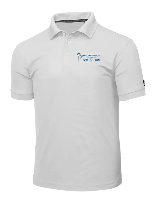 OGIO Bright White Caliber 2.0 Polo w/Balderston Auto Group Logo