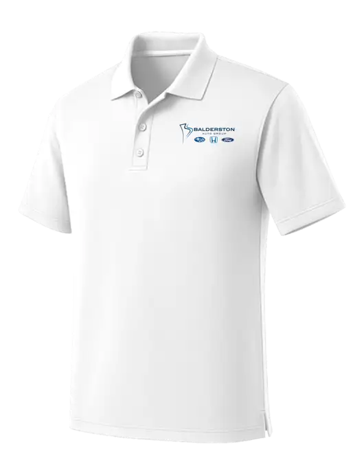 White Dry Zone UV Micro Mesh Polo w/Balderston Auto Group Logo