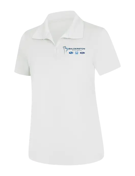 Womens White Micropique Sport-Wick Polo w/Balderston Auto Group Logo