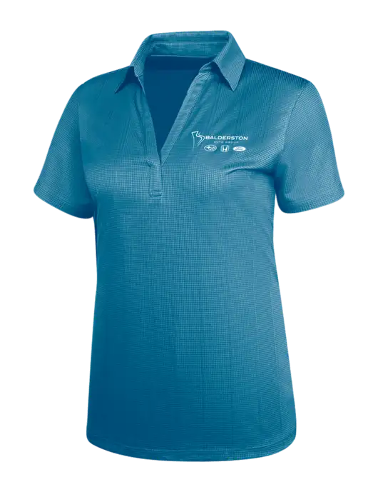 Carolina Blue Womens Performance Fine Jacquard Polo w/Balderston Auto Group Logo