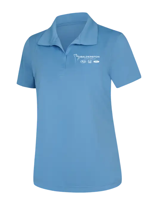 Womens Carolina Blue Micropique Sport-Wick Polo w/Balderston Auto Group Logo