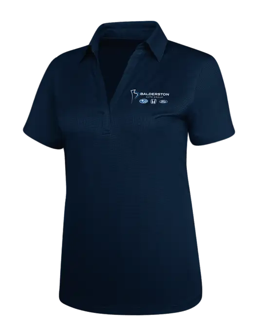 Navy Womens Performance Fine Jacquard Polo w/Balderston Auto Group Logo