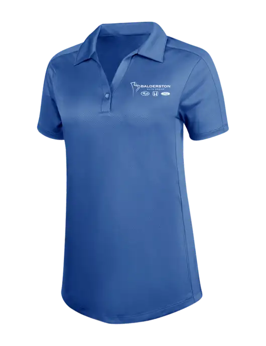 Womens Dark Royal Blue Diamond Jacquard Polo w/Balderston Auto Group Logo