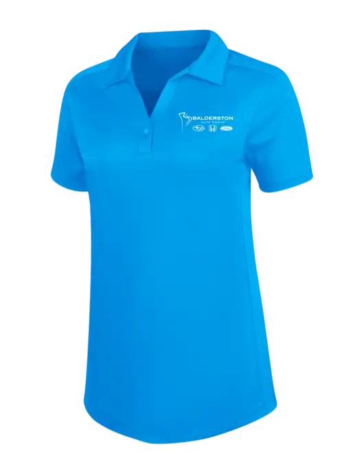 Womens Sapphire Blue Diamond Jacquard Polo w/Balderston Auto Group Logo