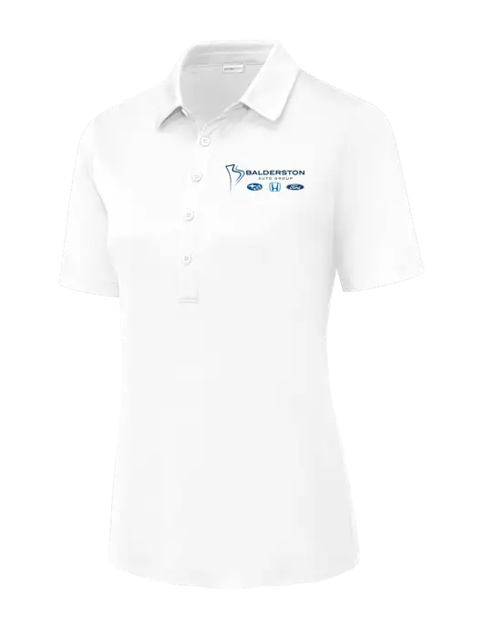 White Womens Posi-UV Pro Polo w/Balderston Auto Group Logo