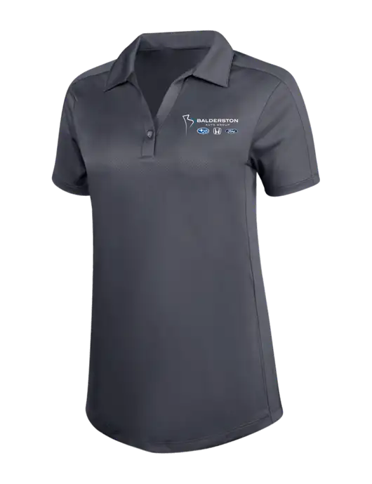 Womens Dark Grey Diamond Jacquard Polo w/Balderston Auto Group Logo