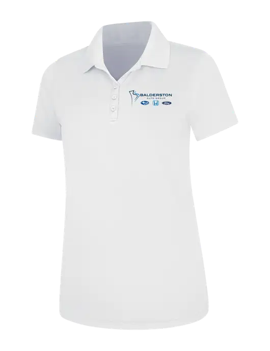 White Womens Dry Zone UV Mesh Polo w/Balderston Auto Group Logo