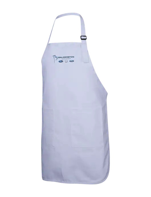 Full-Length White Apron With Pockets w/Balderston Auto Group Logo