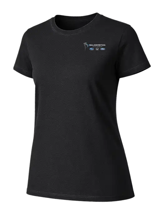 Womens Ring Spun Jet Black 4.5 oz T-Shirt w/Balderston Auto Group Logo
