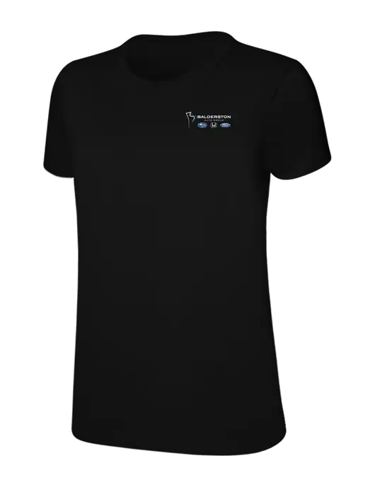 Womens Ring Spun Jet Black 4.5 oz T-Shirt w/Balderston Auto Group Logo