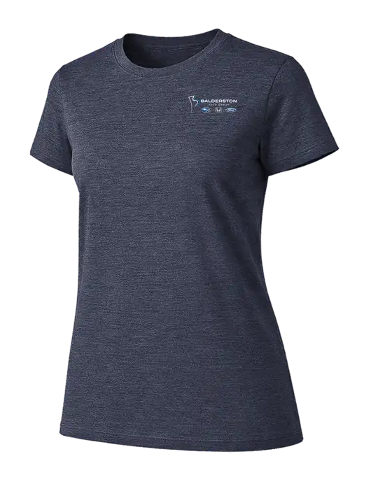 Womens Ring Spun Heather Navy 4.5 oz T-Shirt w/Balderston Auto Group Logo