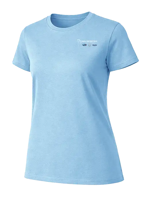 Womens Ring Spun Light Blue 4.5 oz T-Shirt w/Balderston Auto Group Logo