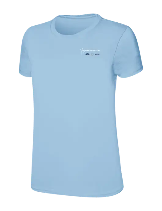 Womens Ring Spun Light Blue 4.5 oz T-Shirt w/Balderston Auto Group Logo