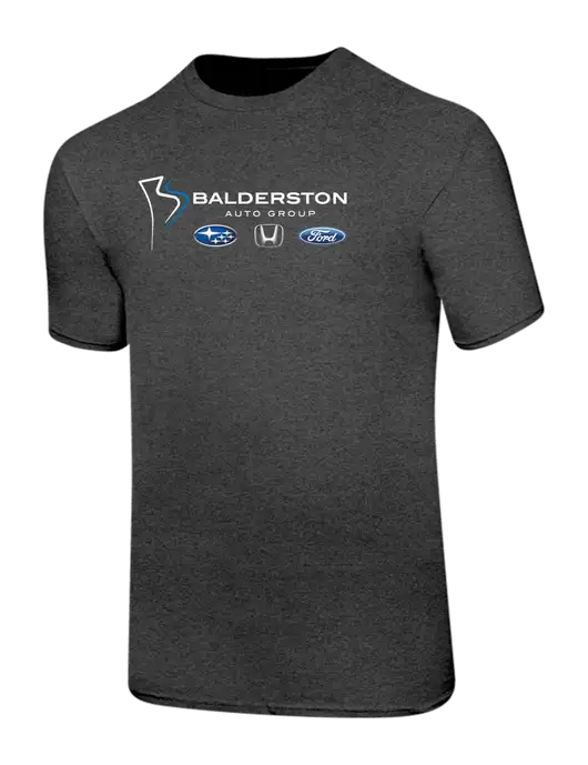 Ring Spun Dark Heather Grey 4.5 oz T-Shirt w/Balderston Auto Group Logo