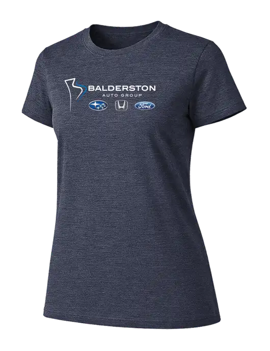 Womens Ring Spun Heather Navy 4.5 oz T-Shirt w/Balderston Auto Group Logo