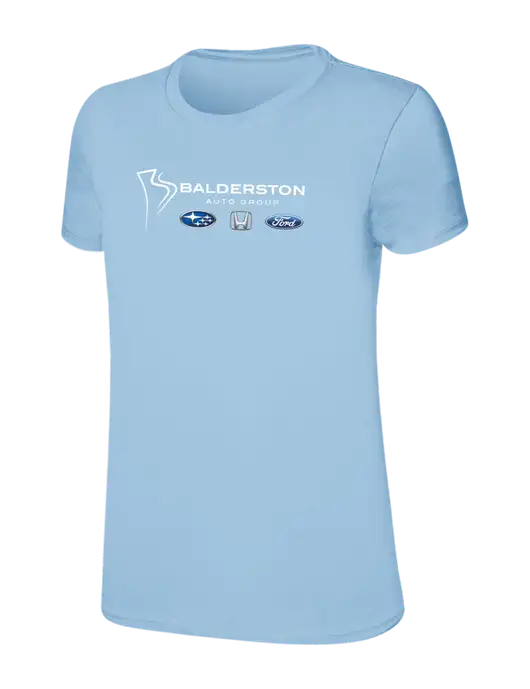 Womens Ring Spun Light Blue 4.5 oz T-Shirt w/Balderston Auto Group Logo
