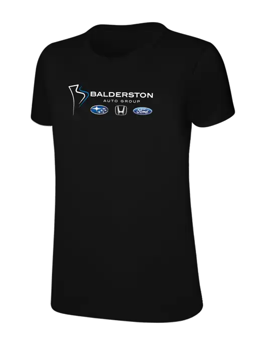 Womens Ring Spun Jet Black 4.5 oz T-Shirt w/Balderston Auto Group Logo