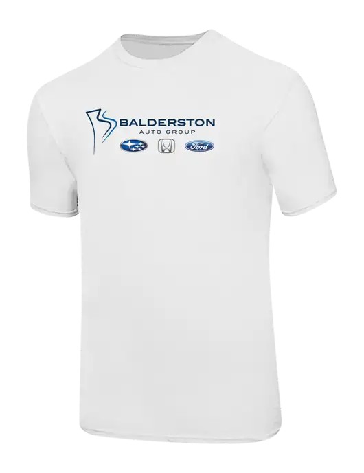 Ring Spun White 4.5 oz T-Shirt w/Balderston Auto Group Logo